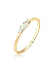 Elli Anéis vintage para senhoras com cristais de zircónio e opala em prata de lei 925 banhado a ouro rosado, 58, Prata esterlina, Opala