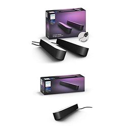 Philips Hue Play White and Colour Ambiance Smart Light Bar Double Pack Base Unit + 1 Extension Bar [Black] + Hue Sync Box. Entertainment Lighting for TV and Gaming