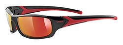 uvex Sportstyle 211, óculos desportivos unissexo, de espelho, conforto sem pressão e suporte perfeito, preto vermelho/vermelho, um tamanho