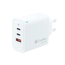 Caricabatterie da parete GAN 65 W con porte USB-C e USB-A, ideale per la ricarica di dispositivi mobili e laptop in modo rapido ed efficiente.