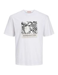 JACK&JONES JUNIOR Jormarbella AOP Branding Tee SS CR JNR, wit (bright white), 128 cm