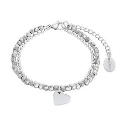 s.Oliver bracelet stainless steel ladies arm jewelry, with glass, 16+4 cm, silver, heart, Comes in jewelry gift box, 2018344