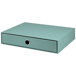 Rössler SOHO Boîte de rangement à 1 tiroir, en papier, organiseur de bureau, organisateur de tiroirs, accessoires de bureau et fournitures de bureau, 34 x 25 x 7 cm, 1 pièce, Couleur : vert, opale