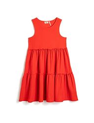 Koton Girls's Midi halternek, mouwloos, relaxcut jurk, rood (401), 5-6 jaar