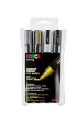 POSCA 182504 - Marcatore POSCA con punta tonda media, set di 4 pezzi