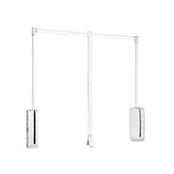 Emuca - Cabide rebatível para armário Sling, largura ajustável 830-1150 mm, aço e plástico, plástico branco