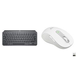 Logitech MX Keys Mini Minimalist Wireless Illuminated Keyboard, Compact, Bluetooth & Signature M650 L Left Wireless Mouse - For Large Sized Left Hands