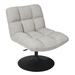 Fauteuil Pivotant Reglable Siege Salon Salle A Manger Bois Tissu Gris
