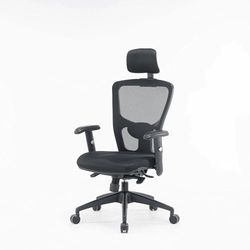 Dmora - Chaise de Bureau Melbourne, Chaise de Direction en Maille avec accoudoirs, Siège de Bureau Ergonomique, Cm 68x66h120/130, Noir