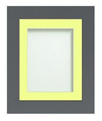 Frame Company Watson Grey Picture Photo Frame fitted with Perspex, 10x10 inch with Lemon Bon Bon Mount for image size 8x8 inch