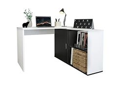 FMD Möbel Valley - Escritorio de Madera (Rectangular), Color Blanco y Negro
