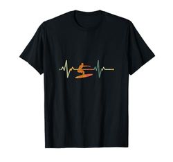 Vintage Surf Surfer Regalo Battito Cardiaco Onde Surfing Maglietta