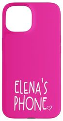 Elena's Phone Prénom personnalisé Elena Blanc Rose Coque pour iPhone 15