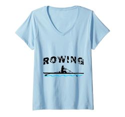 Donna Canottaggio, donna a remi, equipaggio, barca a remi, equipaggio, singolo, cranio Maglietta con Collo a V
