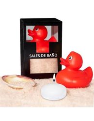 SET DE SALES DE BAÑO VAINILLA 150 GR. CON PATO BAÑERA, VELA AROMATICA Y CONCHA