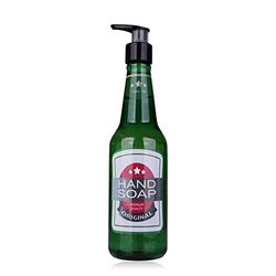 accentra Savon pour les mains AC BREW en bouteille effet bouteille de bière, 330 ml, savon pour les mains dans un distributeur de pompe, savon liquide, parfum de chêne et d'agrumes rechargeable