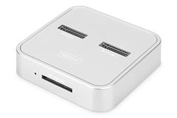 DIGITUS USB Type-C 3.1 Dual M.2 NVMe & mSATA SSD Docking Station - Módulo M.2 Tipo 22110, 2280, 2260, 2242 - M/B+M-Key - Lector de Tarjetas SD Express - 10 Gbit/s - hasta 2X 4 TB - Blanco