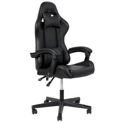 BE MIX, HD0049, sedia da ufficio per giocatori, arredamento contemporaneo, seduta ergonomica, sedia da ufficio, 62 x 117 x 52 cm, altezza seduta 43 cm, Nero