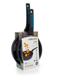 Arcos Sartenes Antiadherentes 20/24 cm - Aluminio Fundido, Asas Silicona, Ahorro Energético, Compatible con Inducción y Lavavajillas, Serie Thera, Negro/Azul