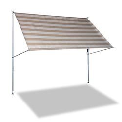 Angerer Freizeitmöbel GmbH Klemluifel Premium - luifel voor zonwering - montage zonder boren en pluggen - ideale balkonluifel voor huurwoningen (taupe gestreept, 400 cm)