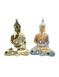 Dekorativ figur DKD Home Decor Buddha harts (18.2 x 11 x 27 cm) (2 st)