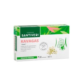 SANTIVERI - Kavagas, Complemento Alimenticio a Base de Alfa-Galactosidasa, Probióticos, Hinojo, Comino, Anís Verde, Cilantro y Angélica, Contribuye al Bienestar Digestivo y Gases - 20 Cápsulas