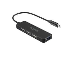 Watio Wave HUB - hub con 3 puertos USB 2.0 y 1 puerto USB 3.0 type C, color negro, ideal para ampliar conexiones en dispositivos. *
