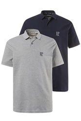 JP 1880 Grote maten heren poloshirt Piquee 1/2 DP, donkermarine, L