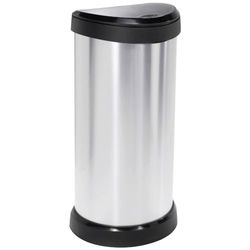 Curver DECOBIN Afvalemmer 40L met drukknop zilver metallic