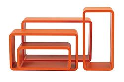 King Home M1106012/E - Juego de 4 estantes rectangulares redondeados, color naranja, 50 x 16 x 30 cm, 45 x 16 x 25 cm, 40 x 16 x 20 cm, 35 x 16 x 15 cm