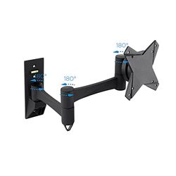 Soporte de Pantalla Giratorio e inclinable de 13-27" con 3 pivotes, Color Negro, Ideal para Ajustar la visualización y Ahorrar Espacio.