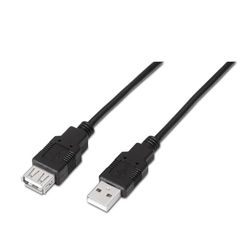 USB-kabel 2.0 type AM-AH, zwart, 1,8 m, snelle gegevensoverdracht, aansluiting op apparaten, ideaal voor het opladen en synchroniseren van apparaten.