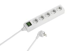 Vivanco Basic Line Extensão com interruptor e 5 tomadas (3 m), cor branca