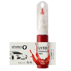 SD COLORS TORNADO RED LY3D Y3D G2 TOUCH UP 20 ML PAINT CONVENIENT BRUSH FOR SCRATCH REPAIR FIX (JUST PAINT)
