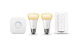 Ambiance tonalità bianco illuminazione del sistema Hue, Wireless a LED, E27, Starter Kit, 2 9,5 W, E27, colore: bianco, lampadine Ambiance Hue, Wireless per Dimmer, tonalità Bridge 2,0 Apple HomeKit [[[Enabled]]], Sintetico, Bianco, Starter Kit, E27 9.5 watts