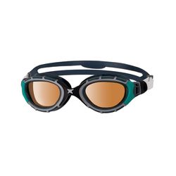 Zoggs Predator Flex Goggle, UV-skydd simglasögon, svart/grön/polariserad koppar, liten