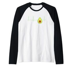 Guacamole vegano de pulso Heartbeat para amantes de la fruta de aguacate Camiseta Manga Raglan