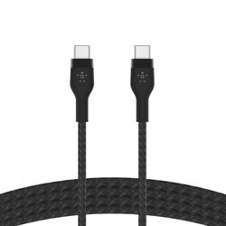 Belkin BoostCharge Pro Flex cable trenzado USB-C a USB-C, cable de carga rápida Power Delivery con certificación USB-IF para iPhone 16 y 15, Galaxy S24, iPad, MacBook, Note, Pixel y otros, 2 m, negro
