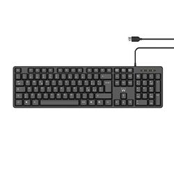 Ewent Professionellt tangentbord USB trådbundet, QWERTY italiensk layout, trådbundet tangentbord för PC/Notebook/bärbar dator, Mac/Windows, svart