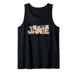 Janie Cat Trees - Personalized Cute Name Word Art Tank Top