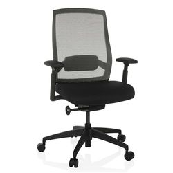 hjh OFFICE Silla de Oficina ergonómica Colore Silla giratoria Profesional, Profundidad del Asiento y Soporte Lumbar Ajustables, Respaldo Transpirable, Negro