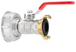 GEKA Plus IBC - Juego de adaptador de válvula de bola con acoplamiento (conector S60 x 6, rosca interior y exterior G3/4, riego, conexión adaptadora, riego de jardín), color plateado