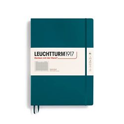 LEUCHTTURM1917 365624 notitieboek Master Classic (A4+), hardcover, 235 genummerde pagina's, Pacific Green, met ruitjes
