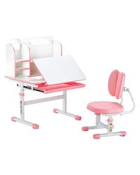 VEVOR Ensemble Chaise et Bureau pour Enfants, avec étagère et tiroir de Rangement, Table et Chaise d'étude, Hauteur réglable et inclinés de 0 à 40°, pour Lecture, pour Chambre et Salle d'étude, Rose