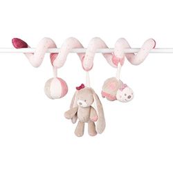 Nattou Espiral de jogos com figuras pendentes, Nina, Jade e Lili, 40 x 24 x 11 cm, rosa/bege