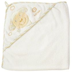 Fehn 397086 Toalha de banho com capuz BabyLOVE, poncho de banho de algodão com ovelha agradável, para bebés e crianças pequenas desde o nascimento, medidas: 80 x 80 cm