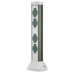 REV GreenCraft - Presa da giardino, presa esterna da giardino, altezza 57 cm, 2 m, 4 prese, IP44, illuminazione da giardino fino a 3500 W, colore: Verde