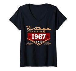 Mujer Decoraciones vintage de 57 cumpleaños vintage 1967 57 cumpleaños Camiseta Cuello V