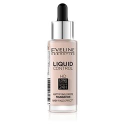Eveline Cosmetics Fondotinta Liquid Control HD Lunga Tenuta 24H, No 005 Ivory, 32 ml - Trucco Leggero e Traspirante, Copertura Media