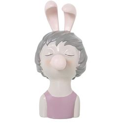 Alexandra House Living Buste Rose en Plastique Oreilles Chewing-Gum 15 x 15 x 27 cm
